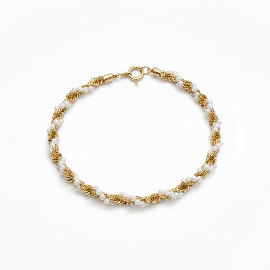 أسورة ذهب لؤلؤ مقمش عيار 18