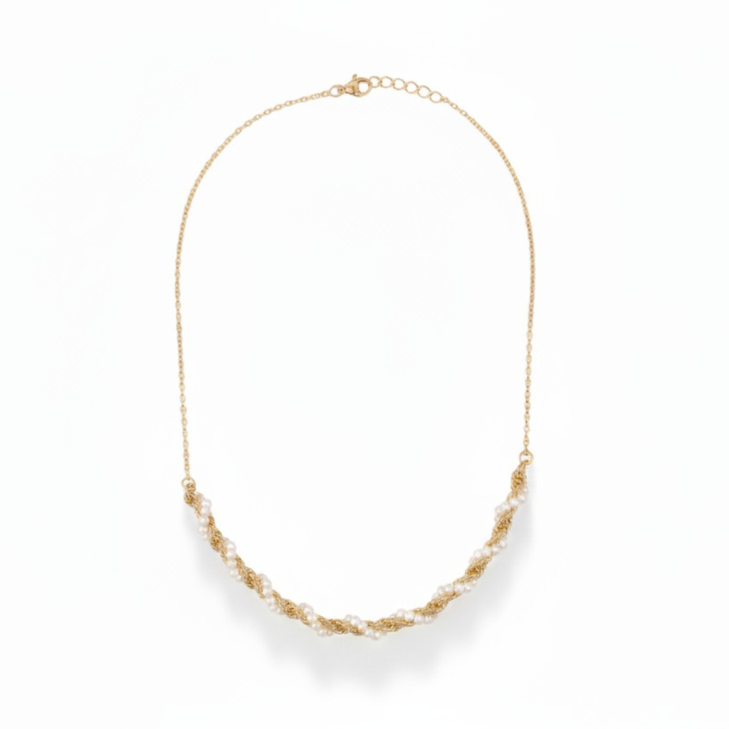 قلادة من الذهب واللؤلؤ المزخرف – عيار 18